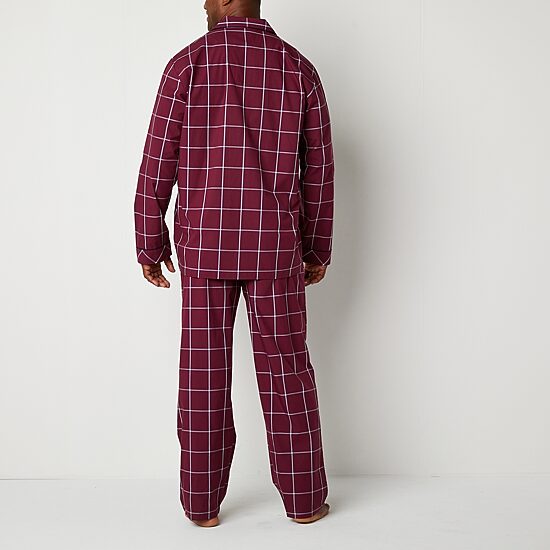 Stafford Modal Mens Long Sleeve 2-pc. Tall Pajama Set