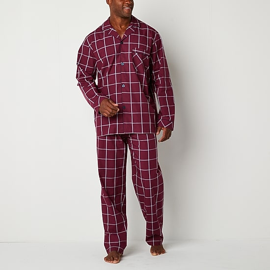 Stafford Modal Mens Long Sleeve 2-pc. Tall Pajama Set