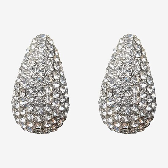 Bijoux Bar Silver Tone Womens Crystal Drop Earrings