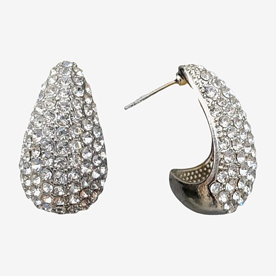 Bijoux Bar Silver Tone Womens Crystal Drop Earrings