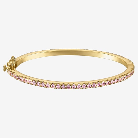 Girls 3 1/4 CT. Lab Created Pink Cubic Zirconia 14K Gold Over Brass Bangle Bracelet