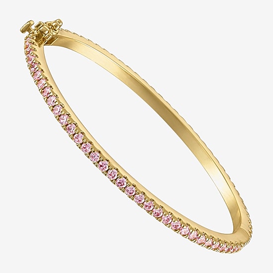 Girls 3 1/4 CT. Lab Created Pink Cubic Zirconia 14K Gold Over Brass Bangle Bracelet