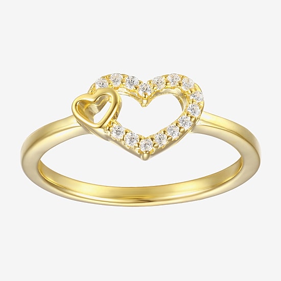 Girls 1/10 CT. Lab Created Cubic Zirconia 14K Gold Over Silver Cocktail Ring