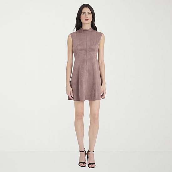 Clover And Sloane Womens High Neck Sleeveless Fit + Flare Dress