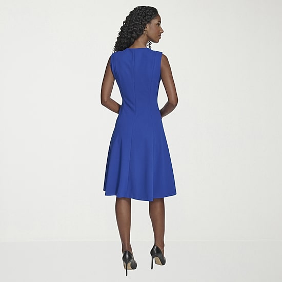 Marc New York Womens V Neck Sleeveless Fit + Flare Dress