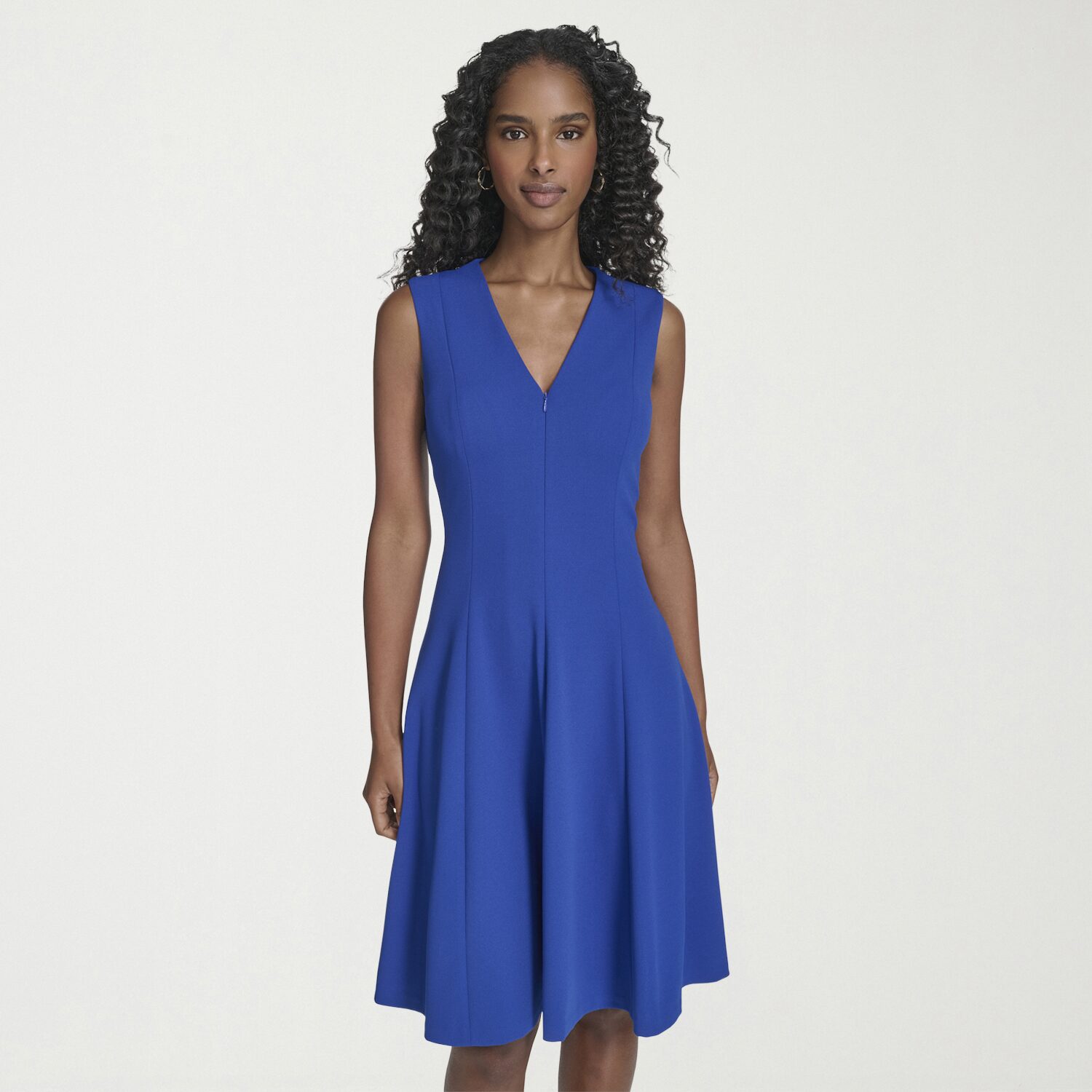 Marc New York Womens V Neck Sleeveless Fit + Flare Dress