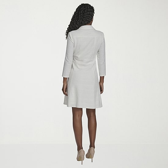 Marc New York Womens 3/4 Sleeve Fitted Fit + Flare Dress