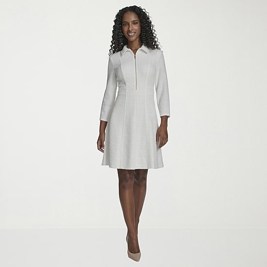 Marc New York Womens 3/4 Sleeve Fitted Fit + Flare Dress