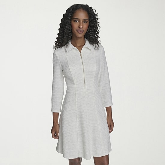 Marc New York Womens 3/4 Sleeve Fitted Fit + Flare Dress