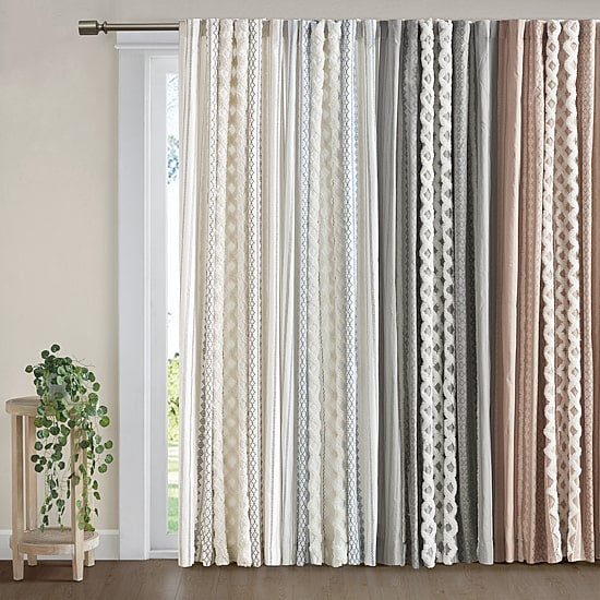 INK+IVY Imani Cotton Printed Tufted Rod Pocket Light-Filtering Single Curtain Panel