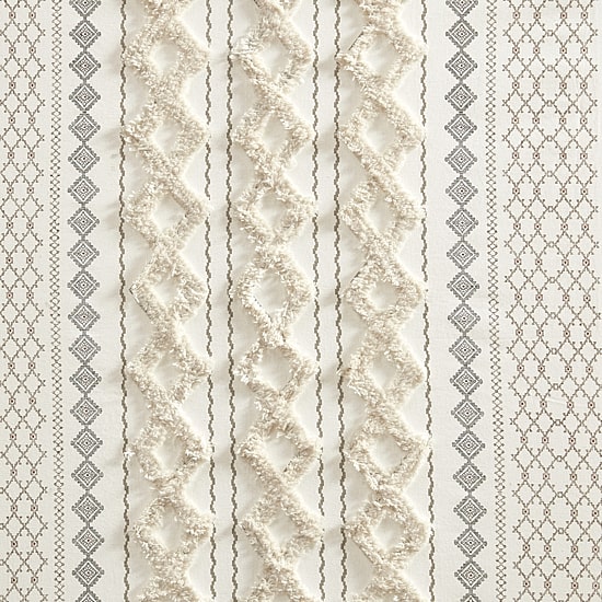 INK+IVY Imani Cotton Printed Tufted Rod Pocket Light-Filtering Single Curtain Panel