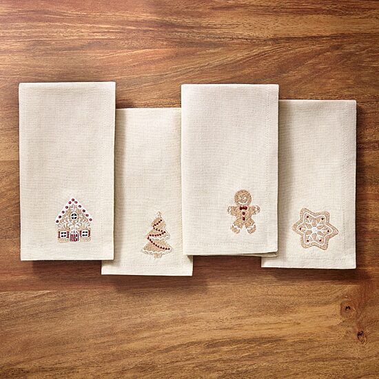 Threadmade Gingerbread Bliss Embroidered 4-pc. Napkins