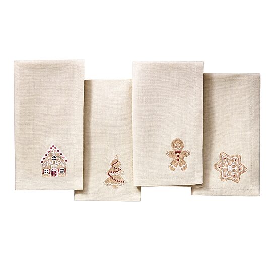 Threadmade Gingerbread Bliss Embroidered 4-pc. Napkins