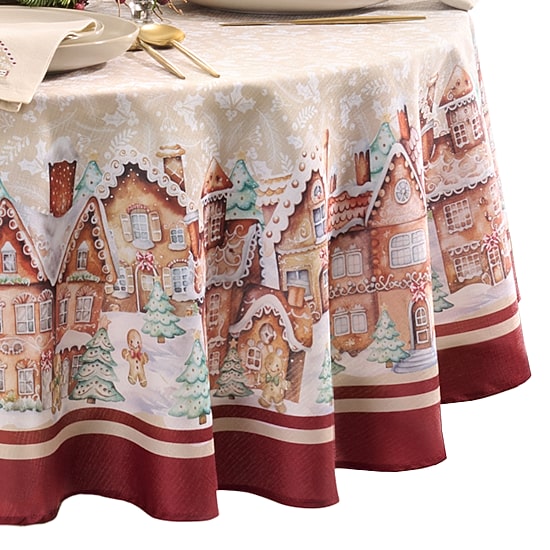 Threadmade Gingerbread Bliss Round Oval Tablecloth