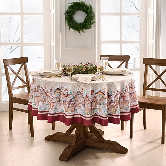 Threadmade Gingerbread Bliss Round Oval Tablecloth