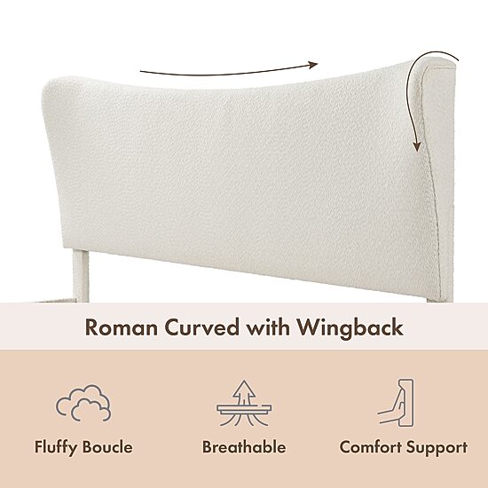 Lumi Wingback Upholstered Queen Bed