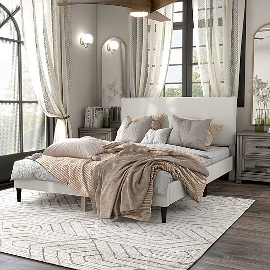 Lumi Boucle Fabric Queen Bed