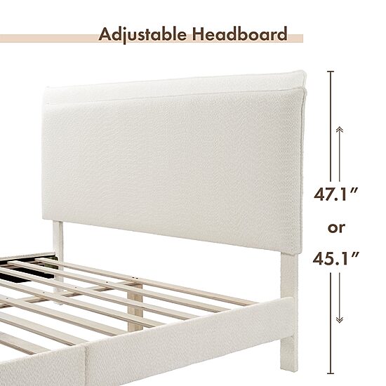 Lumi Boucle Fabric Queen Bed
