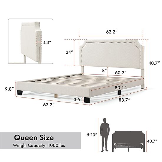 Lumi Nailhead Queen Bed