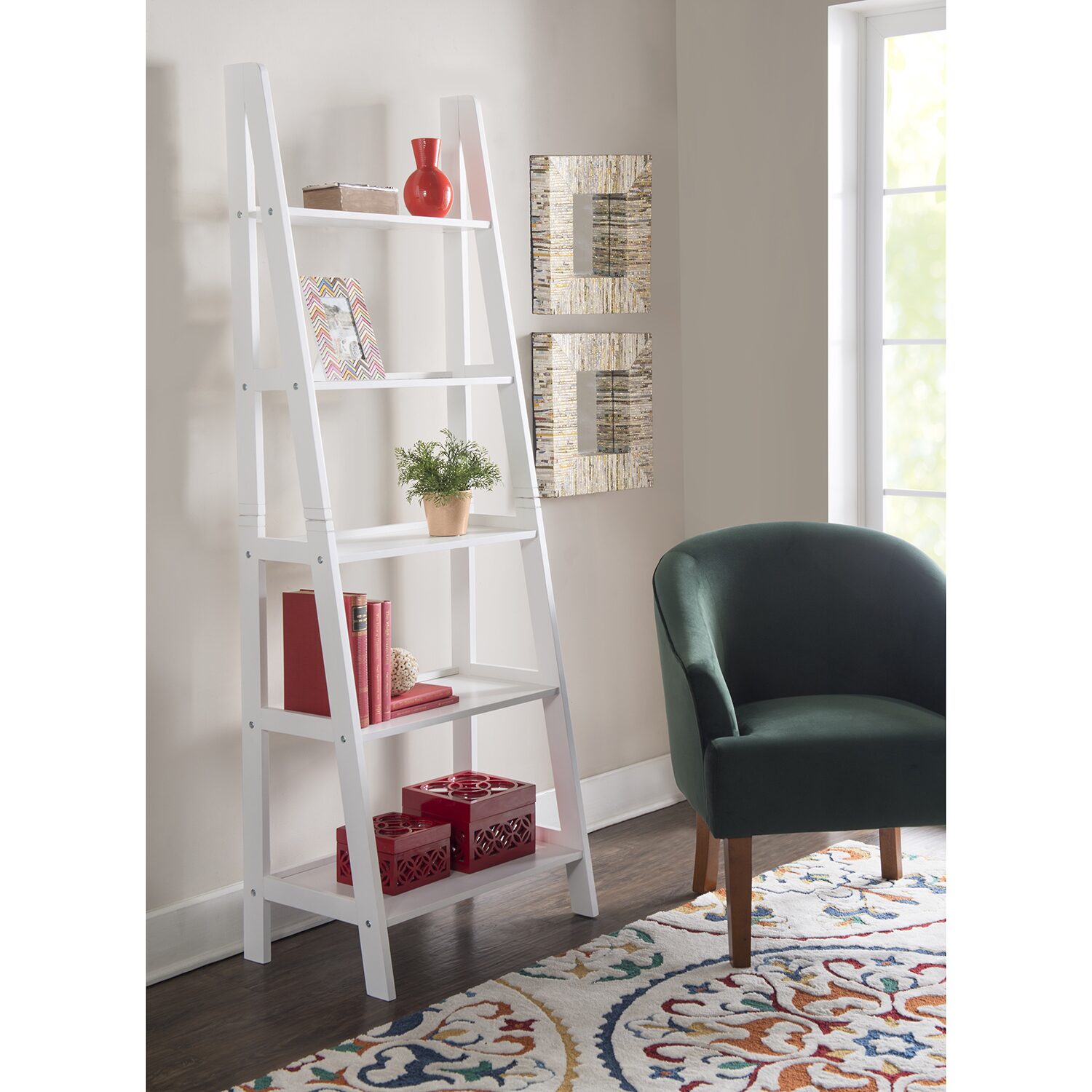 Almasy 5-Shelf Leaning Bookshelf