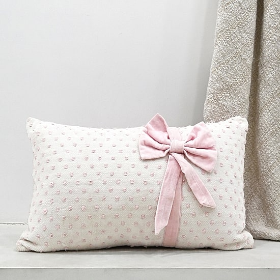 Vibhsa Vibhsa Handwoven Decorative Pillow With Bows And Frills, 14" X 24" Rectangular Throw Pillow