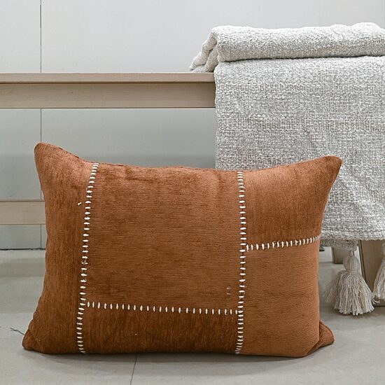 Vibhsa Vibhsa Baltic Cut And Sew Rice Stitched Throw Pillow, 14" X 20" Rectangular Throw Pillow