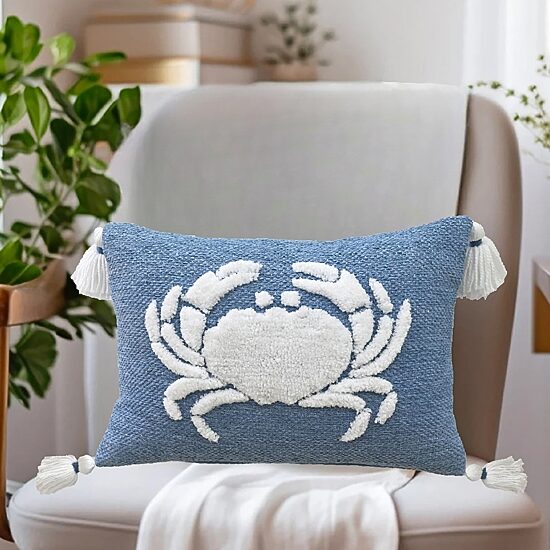 Vibhsa Vibhsa Baltic Table Tufted Pillow With Corner Tassels, 14" X 20" Rectangular Throw Pillow