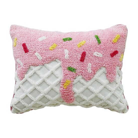 Vibhsa Vibhsa Novelty Tufted Decorative Pillow With Ice Cream Design, 14"X20" Rectangular Throw Pillow