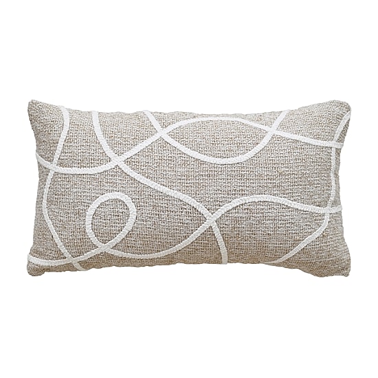 Vibhsa Vibhsa Linden Street Handwoven & Machine Embroidered Decorative Pillow, 14" X 24" Rectangular Throw Pillow