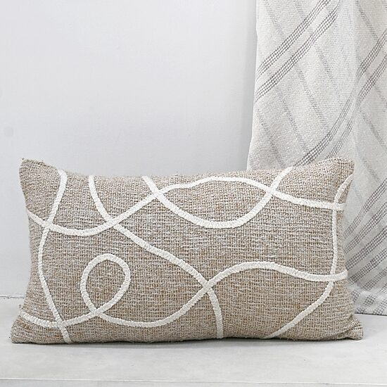 Vibhsa Vibhsa Linden Street Handwoven & Machine Embroidered Decorative Pillow, 14" X 24" Rectangular Throw Pillow