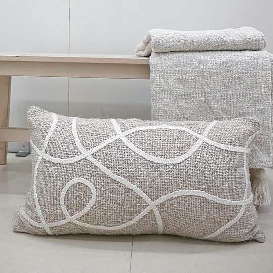 Vibhsa Vibhsa Linden Street Handwoven & Machine Embroidered Decorative Pillow, 14" X 24" Rectangular Throw Pillow
