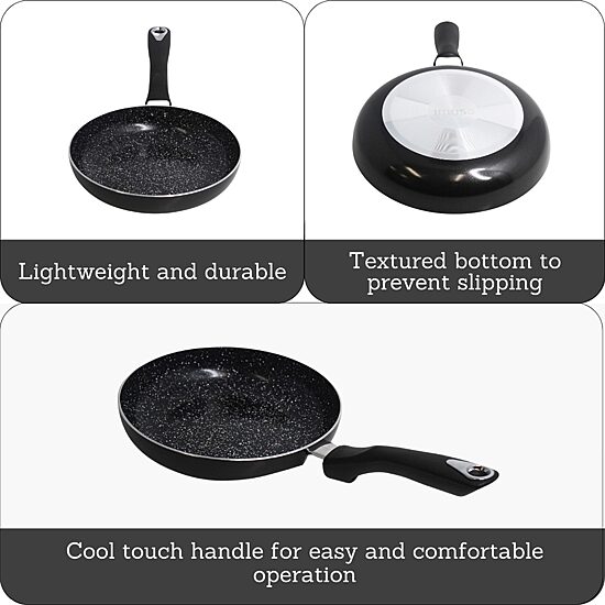 IMUSA Bistro-Cera Ceramic Speckled 8" Fry Pan with Cool Touch Handle