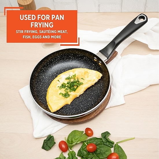 IMUSA Bistro-Cera Ceramic Speckled 8" Fry Pan with Cool Touch Handle