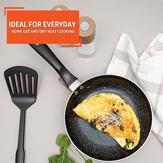 IMUSA Bistro-Cera Ceramic Speckled 8" Fry Pan with Cool Touch Handle