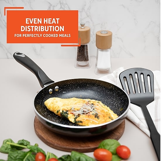 IMUSA Bistro-Cera Ceramic Speckled 8" Fry Pan with Cool Touch Handle