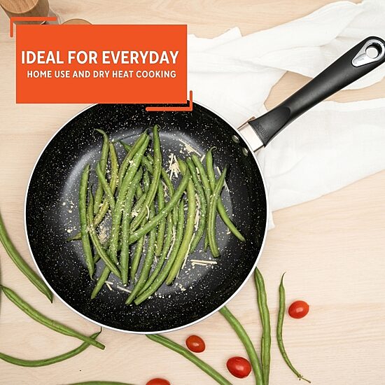 IMUSA Bistro-Cera Ceramic Speckled 10" Fry Pan with Cool Touch Handle