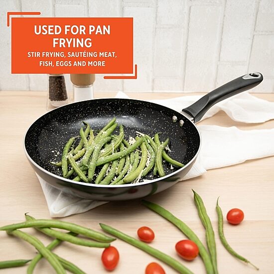 IMUSA Bistro-Cera Ceramic Speckled 10" Fry Pan with Cool Touch Handle