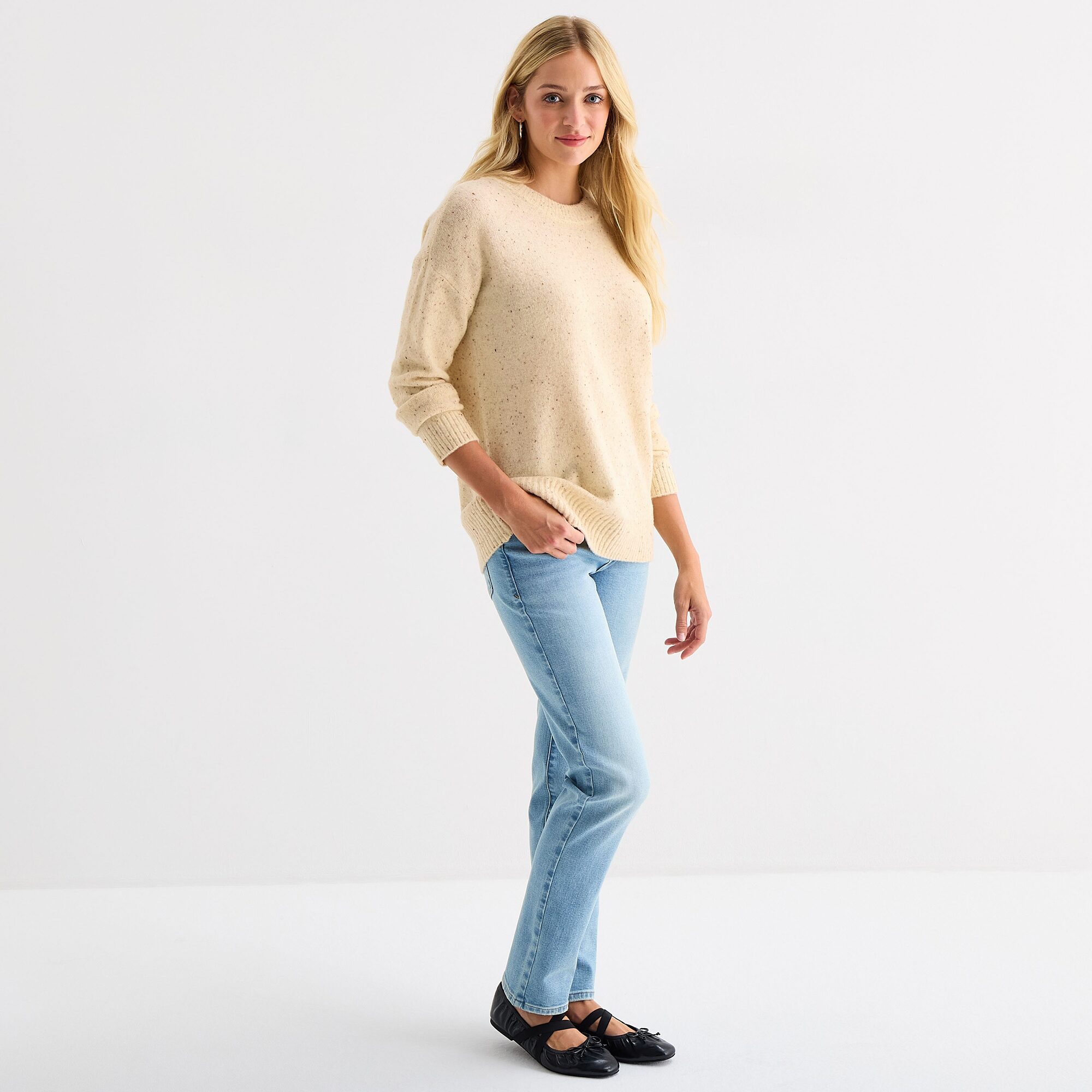 A.N.A Womens Crew Neck Long Sleeve Pullover Sweater