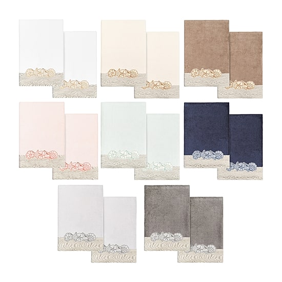 Linum Home Textiles Shell Row 2-pc. Embellished Bath Towel
