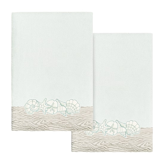 Linum Home Textiles Shell Row 2-pc. Embellished Bath Towel