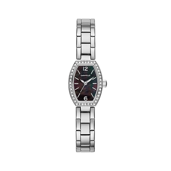 Caravelle Designed By Bulova Womens Crystal Accent Silver Tone Stainless Steel Bracelet Watch 43l204