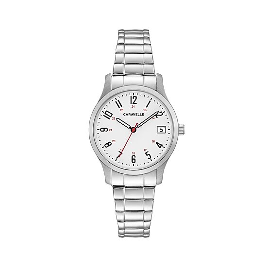 Caravelle Designed By Bulova Womens Silver Tone Stainless Steel Bracelet Watch 43m119