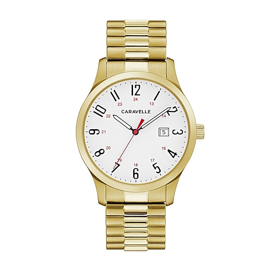Caravelle Designed By Bulova Mens Gold Tone Stainless Steel Bracelet Watch 44b117