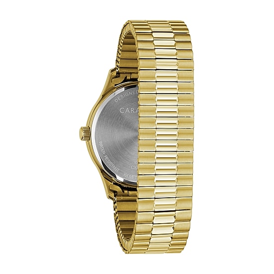 Caravelle Designed By Bulova Mens Gold Tone Stainless Steel Bracelet Watch 44b117