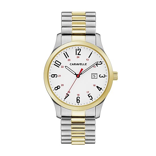 Caravelle Designed By Bulova Mens Two Tone Stainless Steel Bracelet Watch 45b147