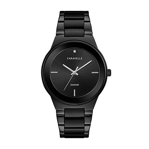 Caravelle Designed By Bulova Mens Diamond Accent Black Stainless Steel Bracelet Watch 45d108, One Size