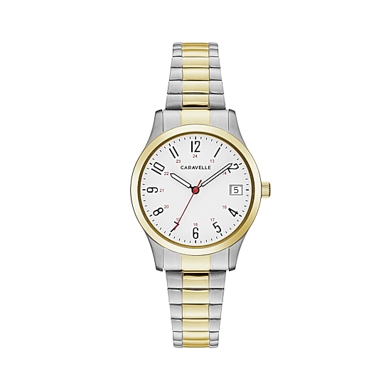Caravelle Designed By Bulova Womens Two Tone Stainless Steel Bracelet Watch 45m111