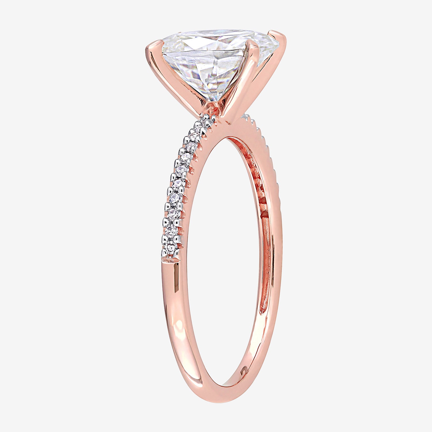 Womens 1/10 CT. T.W. Lab Created White Moissanite 14K Gold Engagement Ring