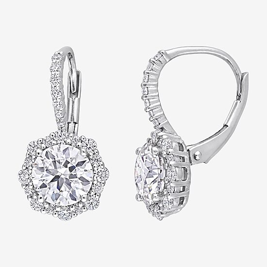 Womens 3 1/6 Ct. T.W. Lab Created White Moissanite Sterling Silver Drop Earrings