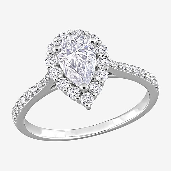 Womens 1 3/8 CT. T.W. Lab Created White Moissanite Sterling Silver Halo Engagement Ring